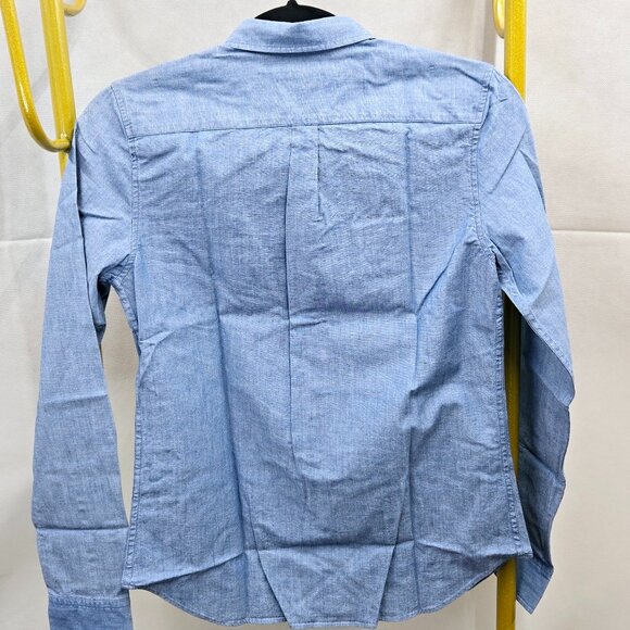 NWT UNTUCKit VALORI 100% COTTON DENIM CHAMBRAY BUTTON FRONT LONG SLEEVE SHIRT - Picture 3 of 8